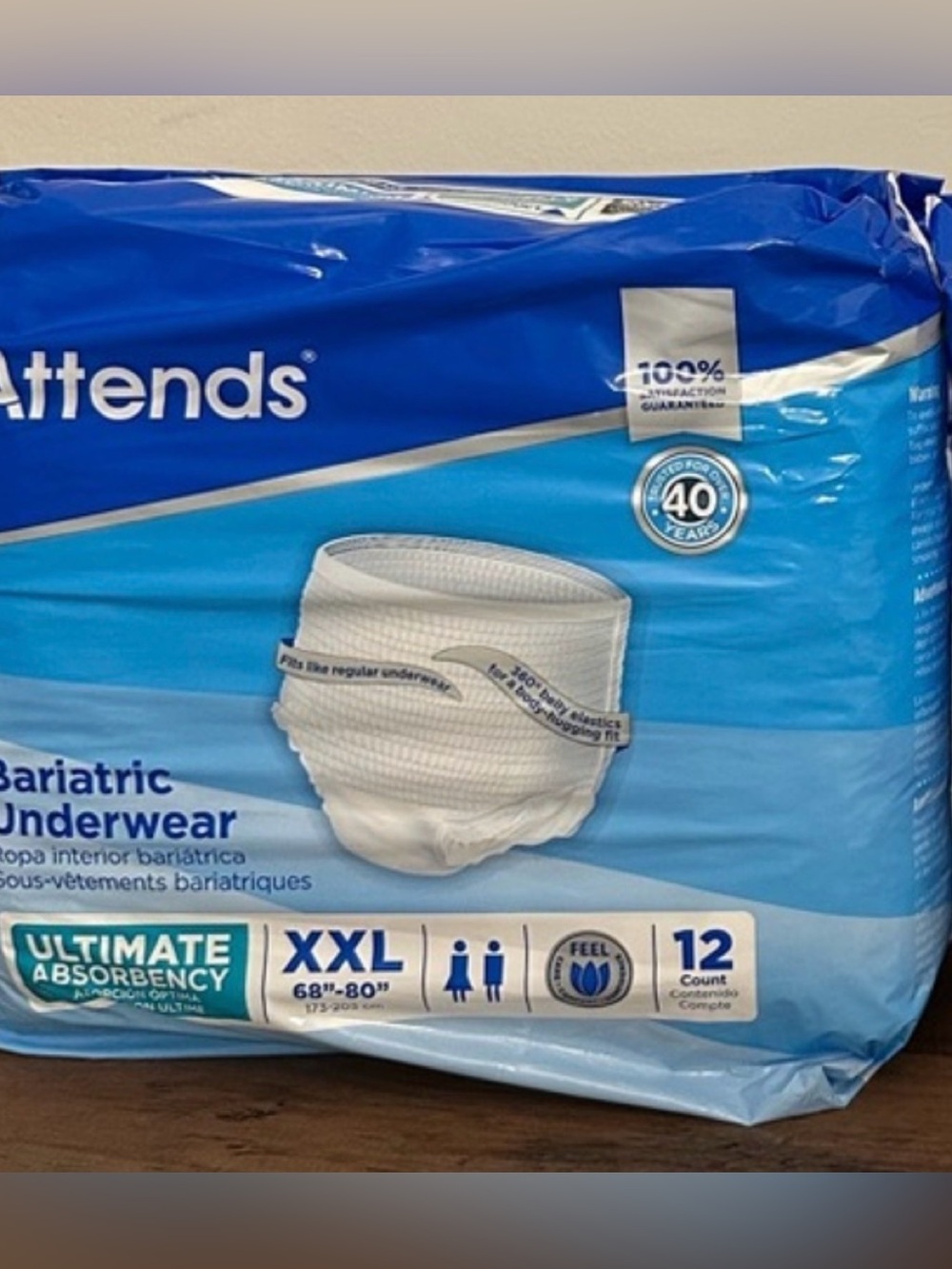 Attends Bariatric Underwear, Heavy Absorbency,
Unisex, XXL